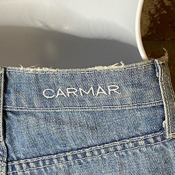 Carmar Light Wash Tribal Embroidery Cutoff Distressed denim Shorts size 25 - Picture 7 of 7